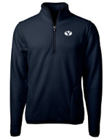 Brigham Young Cougars Cutter & Buck Cascade Eco Sherpa Fleece Mens Big & Tall Quarter Zip Jacket NVBU_MANN_HG 1