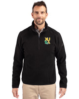 Xavier Gold Rush Cutter & Buck Cascade Eco Sherpa Fleece Mens Big & Tall Quarter Zip Jacket Black Front