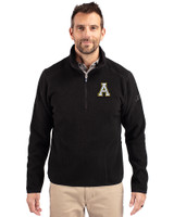Appalachian State Mountaineers Cutter & Buck Cascade Eco Sherpa Fleece Mens Big & Tall Quarter Zip Jacket Black Front