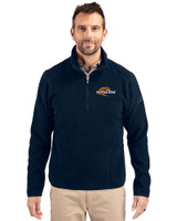 Pepperdine Waves Cutter & Buck Cascade Eco Sherpa Fleece Mens Big & Tall Quarter Zip Jacket Navy Blue Front