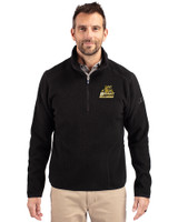 Bryant University Bulldogs Cutter & Buck Cascade Eco Sherpa Fleece Mens Big & Tall Quarter Zip Jacket Black Front