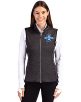 Indiana State Sycamores Cutter & Buck Mainsail Sweater Knit Womens Full Zip Vest Charcoal Heather Front