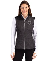Emory Eagles Cutter & Buck Mainsail Sweater Knit Womens Full Zip Vest Charcoal Heather Front
