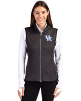 Kentucky Wildcats Cutter & Buck Mainsail Sweater Knit Womens Full Zip Vest Charcoal Heather Front
