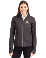 Albany State University Golden Rams Cutter & Buck Mainsail Sweater-Knit Womens Full Zip Jacket Charcoal Heather Front