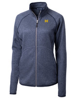 Michigan Wolverines Cutter & Buck Mainsail Sweater-Knit Womens Full Zip Jacket LNH_MANN_HG 1