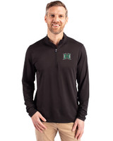 Hawaii Warriors Cutter & Buck Virtue Eco Pique Recycled Quarter Zip Mens Big & Tall Pullover Black Front
