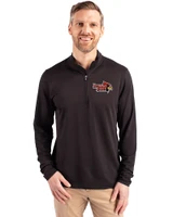Illinois State Redbirds Cutter & Buck Virtue Eco Pique Recycled Quarter Zip Mens Big & Tall Pullover Black Front