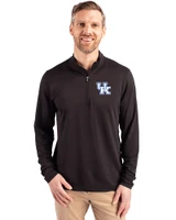 Kentucky Wildcats Cutter & Buck Virtue Eco Pique Recycled Quarter Zip Mens Big & Tall Pullover Black Front