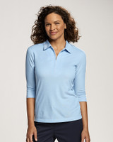 Cutter & Buck Blaine Oxford 3/4 Sleeve Womens Zip Polo SEAWH_PRO_HG 1