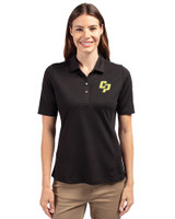 Cal Poly Mustangs Cutter & Buck Virtue Eco Pique Recycled Womens Polo Black Front