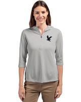 Embry-Riddle Eagles Cutter & Buck Virtue Eco Pique Recycled Half Zip Pullover Womens Hoodie Polished Medium Gray Front