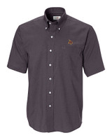 Texas State Bobcats Cutter & Buck Epic Easy Care Nailshead Mens Short Sleeve Dress Shirt Black Mannequin