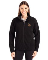 Texas State Bobcats Cutter & Buck Cascade Eco Fleece Womens Full Zip Jacket Black Front