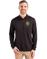 Southeastern Louisiana Lions Cutter & Buck Virtue Eco Pique Recycled Quarter Zip Mens Pullover Black Front