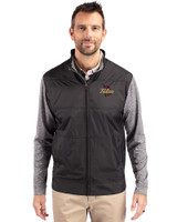 Tulsa Golden Hurricane Cutter & Buck Stealth Hybrid Quilted Mens Full Zip Windbreaker Jacket Black Front
