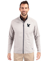 Embry-Riddle Eagles Cutter & Buck Adapt Eco Knit Hybrid Recycled Mens Big & Tall Full Zip Jacket Polished Medium Gray Front
