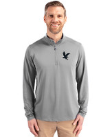 Embry-Riddle Eagles Cutter & Buck Virtue Eco Pique Recycled Quarter Zip Mens Big & Tall Pullover Polished Medium Gray Front