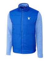 Embry-Riddle Eagles Cutter & Buck Stealth Hybrid Quilted Mens Big and Tall Full Zip Windbreaker Jacket Chelan Blue Mannequin