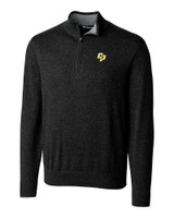 Cal Poly Mustangs Cutter & Buck Lakemont Tri-Blend Mens Big and Tall Quarter Zip Pullover Sweater Black Mannequin
