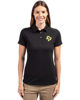 Cal Poly Mustangs Cutter & Buck Advantage Eco Tri-Blend Pique Womens Polo Black Front