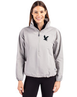 Embry-Riddle Eagles Cutter & Buck Charter Eco Recycled Womens Anorak Jacket Polished Medium Gray Front