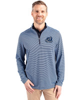 Old Dominion Monarchs College Vault - Cutter & Buck Virtue Eco Pique Micro Stripe Recycled Mens Big & Tall Quarter Zip Atlas/Navy Blue Front
