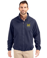 Quinnipiac Bobcats Cutter & Buck Charter Eco Knit Recycled Big & Tall Full-Zip Jacket Navy Blue Front