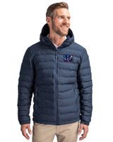 Cincinnati Bengals Americana Cutter & Buck Mission Ridge Repreve® Eco Insulated Mens Puffer Jacket Navy Blue Front