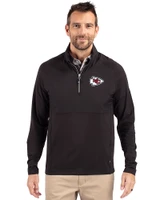 Kansas City Chiefs Cutter & Buck Adapt Eco Knit Hybrid Recycled Mens Quarter Zip Black Front