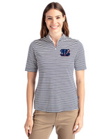 Cincinnati Bengals Americana Cutter & Buck Virtue Eco Pique Stripe Recycled Womens Top Navy Blue Front