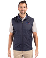 Denver Broncos Americana Cutter & Buck Stealth Hybrid Quilted Mens Windbreaker Vest Liberty Navy Front