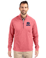 Green Bay Packers Americana Cutter & Buck Adapt Eco Knit Heather Mens Quarter Zip Pullover Cardinal Red Heather Front