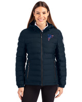 Atlanta Falcons Americana Cutter & Buck Mission Ridge Repreve® Eco Insulated Womens Puffer Jacket Navy Blue Front