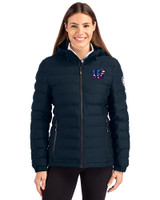 Cincinnati Bengals Americana Cutter & Buck Mission Ridge Repreve® Eco Insulated Womens Puffer Jacket Navy Blue Front