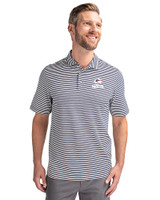 Green Bay Packers Americana Cutter & Buck Virtue Recycled Stripe Featherlight Pique Mens Big & Tall Polo Navy Blue Front