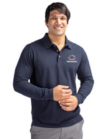 Chicago Bears Americana Cutter & Buck Advantage Eco Tri-Blend Pique Mens Big and Tall Long Sleeve Polo Liberty Navy Front