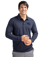 Jacksonville Jaguars Americana Cutter & Buck Advantage Eco Tri-Blend Pique Mens Big and Tall Long Sleeve Polo Liberty Navy Front