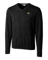 Jacksonville Jaguars Cutter & Buck Lakemont Tri-Blend Mens Big and Tall V-Neck Pullover Sweater Black Mannequin