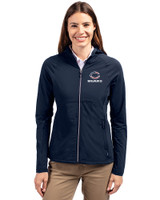 Chicago Bears Americana Cutter & Buck Adapt Eco Knit Hybrid Recycled Womens Full Zip Jacket Navy Blue Front