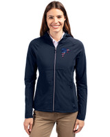 Atlanta Falcons Americana Cutter & Buck Adapt Eco Knit Hybrid Recycled Womens Full Zip Jacket Navy Blue Front