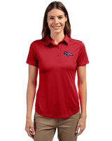 Denver Broncos Americana Cutter & Buck Prospect Eco Textured Stretch Recycled Womens Short Sleeve Polo Cardinal Red Front
