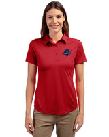 Miami Dolphins Americana Cutter & Buck Prospect Eco Textured Stretch Recycled Womens Short Sleeve Polo Cardinal Red Front