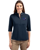 Cincinnati Bengals Americana Cutter & Buck Virtue Eco Pique Recycled Half Zip Pullover Womens Hoodie Navy Blue Front