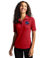 Cincinnati Bengals Americana Cutter & Buck Virtue Eco Pique Recycled Womens Polo Cardinal Red Front