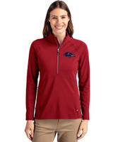 Baltimore Ravens Americana Cutter & Buck Adapt Eco Knit Stretch Recycled Womens Half Zip Pullover Cardinal Red Front