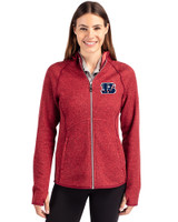 Cincinnati Bengals Americana Cutter & Buck Mainsail Full Zip Hooded Womens Jacket Cardinal Red Heather Front