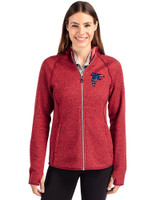 Atlanta Falcons Americana Cutter & Buck Mainsail Full Zip Hooded Womens Jacket Cardinal Red Heather Front
