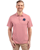 Miami Dolphins Americana Cutter & Buck Virtue Eco Pique Stripe Recycled Mens Polo Cardinal Red Front