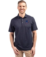 Atlanta Falcons Americana Cutter & Buck Virtue Eco Pique Tile Print Recycled Mens Polo Navy Blue Front